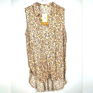 Jak & Rae Gold Safari Leopard Sleeveless Women's Tunic  Size M
